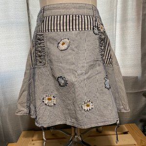 Desigual Blue and White Striped mini skirt